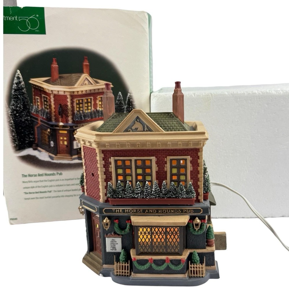 Dept 56 Dickens' Village The Horse And Hounds Pub 58340 Lighted Building Box